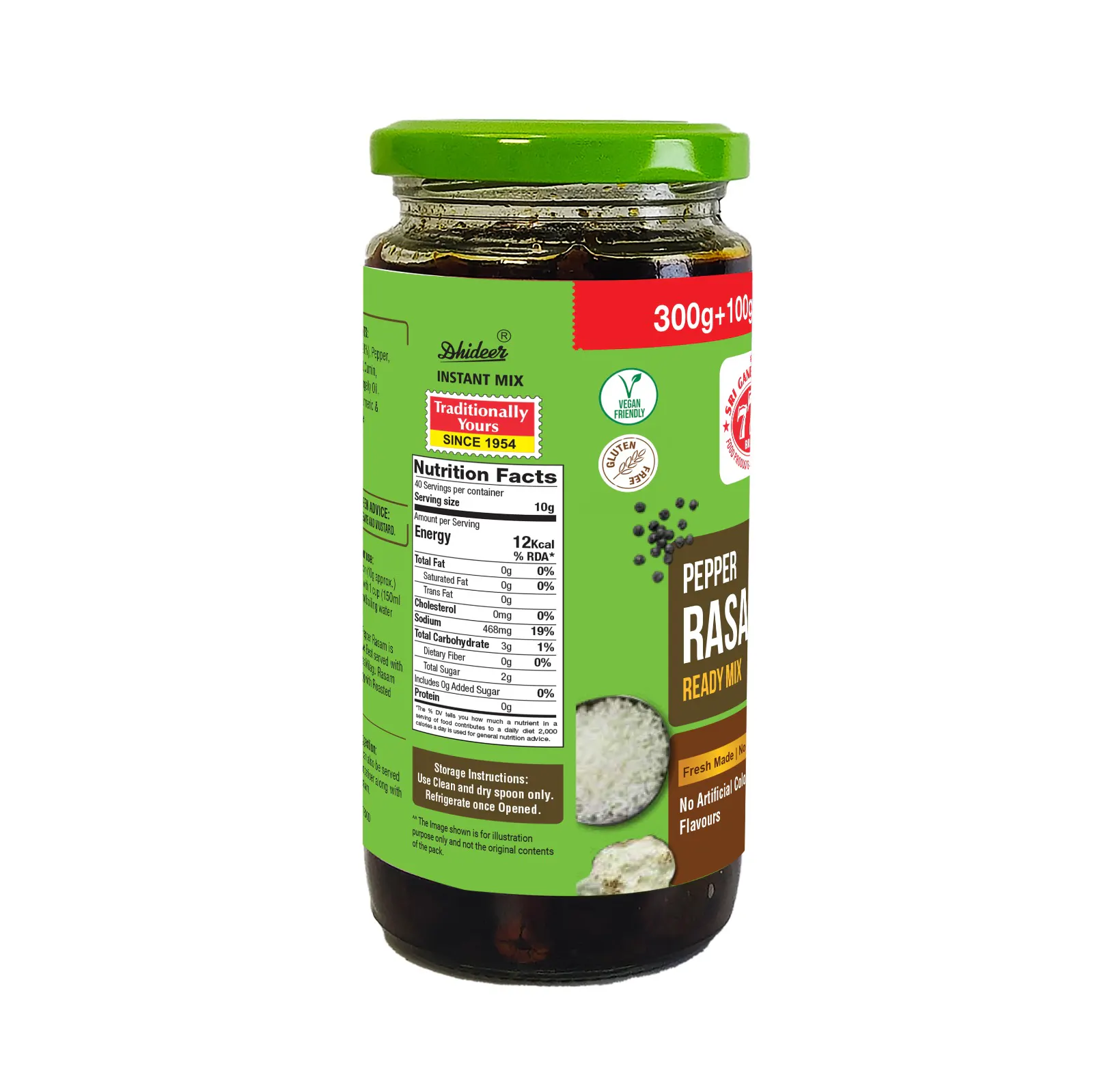 Dhideer® Instant Pepper Rasam Paste 300g+100g - Image 2