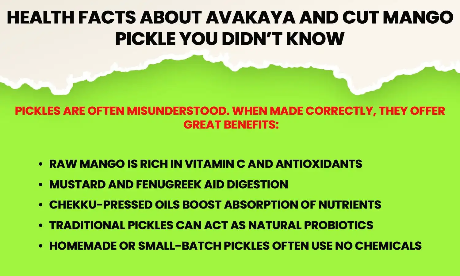 Avakaya and cut mango pickle?