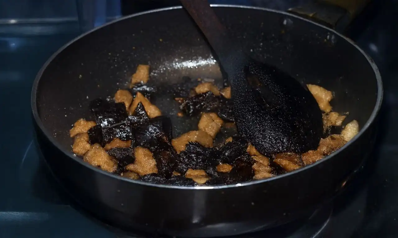 First fry tamarind until brittle.