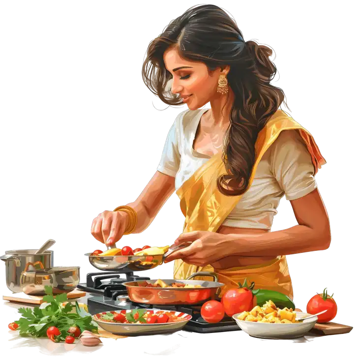 Indian woman cooking