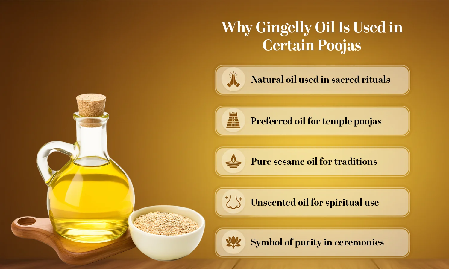 Gingelly Oil Is Used in Certain Poojas