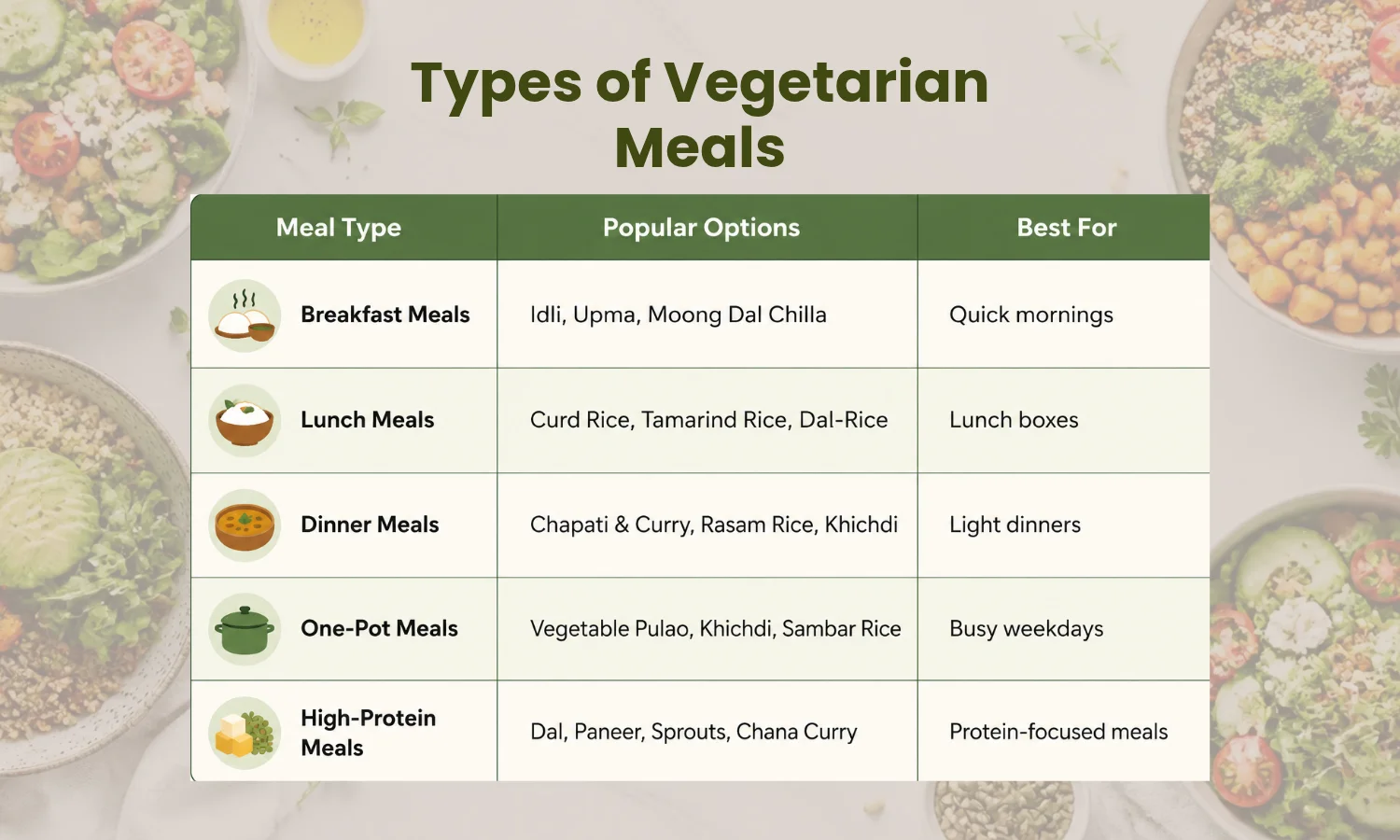vegetarian meals